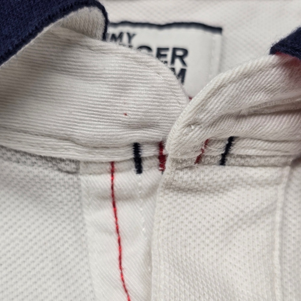 Tommy Hilfiger Denim Custom Fit Polo Shirt Mems LG White HILFIGER Logo 0199597 - Picture 6 of 9